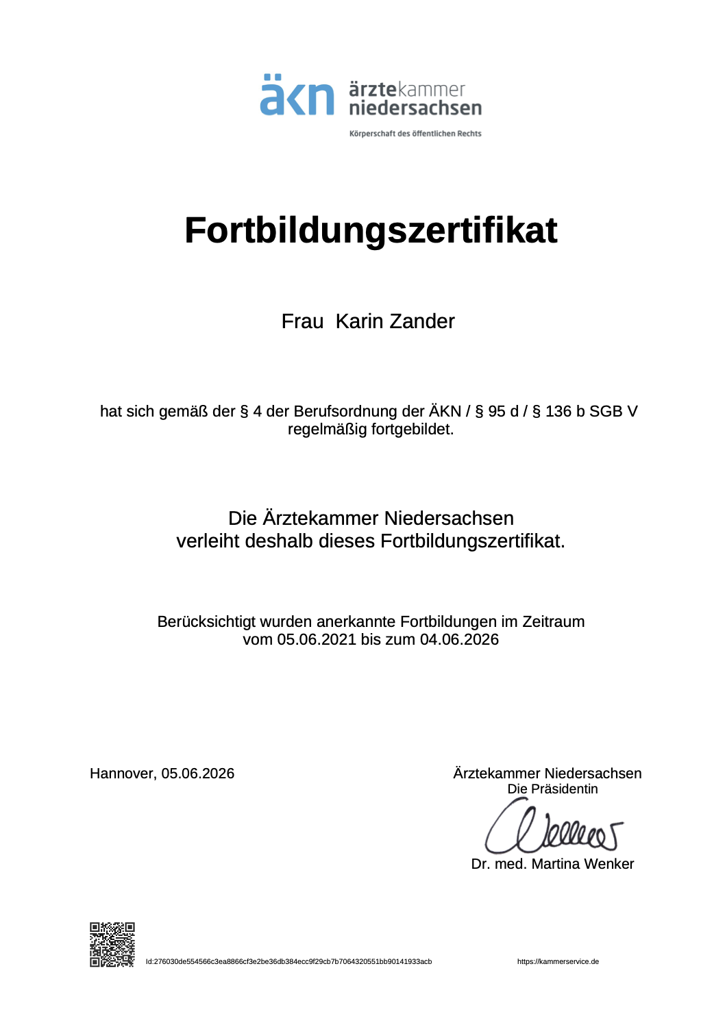 Fortbildungszertifikat 2026 (ZERT_1010_V)