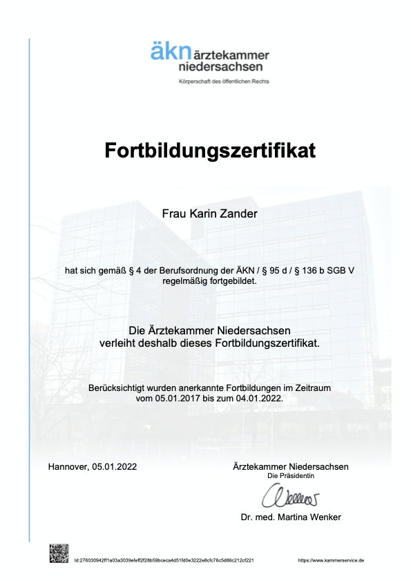Fortbildungszertifikat 2022