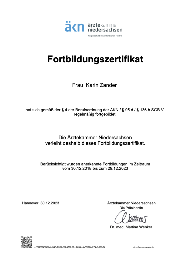 Fortbildungszertifikat 2023